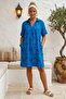 Blue Shirt Collar Short Sleeve Patterned Casual Viscose Woven Dress 105 65 - 5