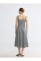 Lcw Comfort Black Square Neck Plaid Waist-Sitting Dress - 4