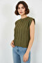 Women's Zero Sleeve Textured Khaki Blouse