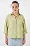 Women's Short Sleeve Oversize Viscose Green Shirt - 2