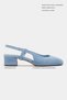 Harmony Baby Blue Suede Genuine Leather Round Toe Rubber Detail Short Heeled Women's Ballerinas - 2
