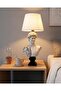 Modern White Black Detailed Bust Lampshade Dvut Davit Sculpture – White Hat Decorative Table Lamp, Stylish