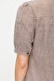 4900 Women's Gingham Patterned Scarf Collar Balloon Sleeve Shirt Brown - 7