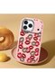 iPhone 18 Pro Max Compatible Case Camera Protector Pink Kiss Patterned Silicone Lover Couple Phone Case - 2