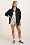 Women's Oversize Single Pocket Viscose Black Shirt - 4