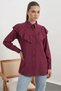 Women's Ruffle Detailed Burgundy Shirt Tunic - 2