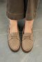 Sims women's lace-up genuine suede leather loafer shoes sand - 3