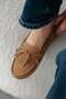 Artux women's studded genuine suede loafer shoes - tan