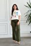 Wide Leg Cropped Jeans with Lace Detail - 5