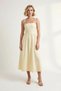 Women's Lace-Up Strap Square Neck Sleeveless Midi Dress Shirred Shift Cut Woven Casual Comfortable Modern - 4
