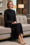 Women's Chiffon Maxi Dress Spanish Sleeve Crew Neck Chain Accessory Lined Woven Elegant Casual - 3