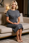 Women's Plus Size Short Sleeve Crew Neck Tie Detailed Midi Dress %100 Cotton Knitted Casual Comfortable - 3