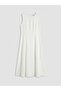 Ecru modal blend dress with fitted waist