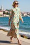 Women's Floral Pattern Maxi Dress High Neck Long Sleeve Ruffle Trim Lined A-Line Cut Daily Casual Chic - 2