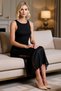 Women's Sleeveless Crew Neck Maxi Fitted Lace Detailed 100% Polyester Knitwear Dress Casual - 3