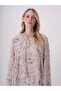 Printed Chiffon Dress with Cape Detail - 4