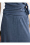 Indigo Textured Flared Skirt with Elastic Waist - 4