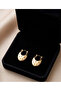Perforated Oval Women's Gold Earrings - a Quality Steel - Does Not Tarnish - 2