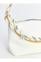 Leather Look Women's Shoulder Bag with Chain Detail - 4