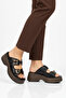 Black High Heeled Women's Slippers 322183 Z - 3
