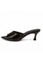 Women's Bitter Brown Patent Leather Mule Slippers Thin Heeled Pointed Toe Stylish Slippers - 5