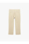 Pleated Pocket Detailed Regular Fit Wide Leg Viscose Summer Fabric Trousers - 3