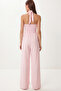 Halter Neck Linen Top and Bottom Set Lby0059 Sugar Pink - 7