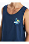 Xside Navy Blue Crew Neck Printed Men's Sleeveless T-Shirt - 3