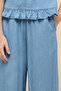 Washed Wide Leg Denim Pants with Drawstring Waist - 6