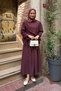 Women's Front Piece Detailed Waist Gathered Maxi Skirt Set Burgundy - 2