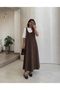 Women's White T-Shirt Brown Sleeveless Gilet Dress Set