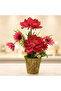 Zeem Red Artificial Flower Plant | Elegant Chalk Pot | 30 cm | Premium Silk Blooms - 4