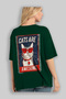 For the Love of Cats 125 Cat Printed Green Oversize T-Shirt 100% Cotton Unisex Cat Lover Premium Design - 3