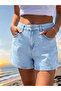 Savior of Summer Combinations High Waist Light Blue Full-Fit Denim Shorts - 4