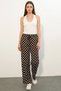 Women's Drawstring Waist Polka Dot Wide Leg Brown Palazzo Trousers