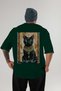 For the Love of Cats 74 Cat Printed Green Oversize T-Shirt 100% Cotton Unisex Cat Lover Premium Design - 2