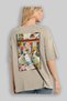 For the Love of Cats 57 Cats Printed Beige Oversize T-Shirt 100% Cotton Unisex Cat Lover Premium Design - 3