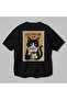 100 Cats for Cat Lovers Printed Black Oversize T-Shirt 100% Cotton Unisex Cat Lover Premium Design - 3