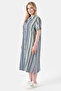 40293 Blue Cotton Soft Fabric Striped Dress - 2