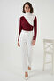 Women's Turtleneck Gathered Burgundy Blouse - 4