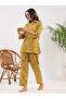 Mustard Printed Cotton Longline Top and Pants Set - 3