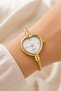 Calben Gold Heart Case Women's Wristwatch – Elegant Gold Color Steel Band Minimal Analog Women's Watch - 4