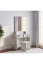 Kentorp 180X200 King Bed + 1 Nightstand + Dresser/Mirror & Stool - Light Oak/Cement - 8