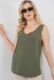 Women's V-Neck Zero Sleeve Blouse 1450 - Khaki - 4