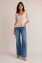 Women's Powder Floral Lace Flounce Peplum Half Sleeve Blouse - 2