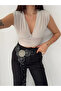 Padded Sleeveless V-Neck Draped Crop Blouse Lycra Fit - Dyed Gray