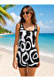 Black and White Patterned Blouse and Leggings Two-Piece Set - 4
