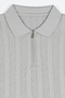 Gray Polo Collar Half Zipper Knitwear Men's T-Shirt - 5