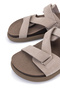 Women's Genuine Leather Beige Suede Flat Slippers - 4