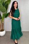 New Season Women's Strappy Round Neck Skirt Hem Chiffon Detailed Long Viscose Two-Thread Dress - 4